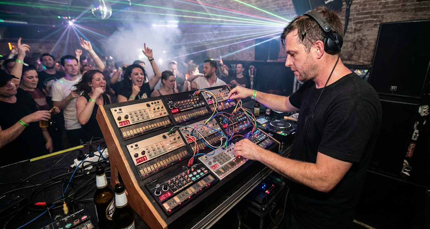 Dj tocando con Volca Korg